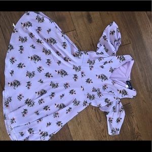 Purple floral off the shoulder dress